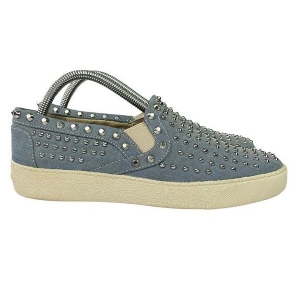 Sam‎ Edelman Braxton Studded Slip On Everyday Sneakers Blue Canvas Y2K Womens 9